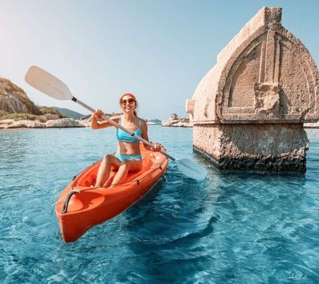 Kekova Sea Kayaking Girl and Grave