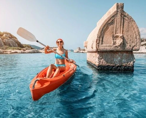 Kekova Sea Kayaking Girl and Grave