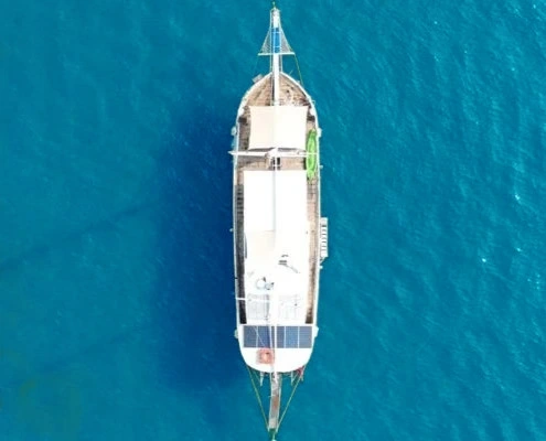 Demre - Kekova Drone Shot of a boat