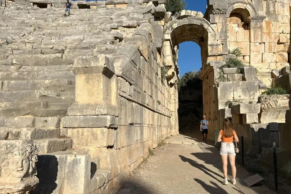 Private City Tour to Kekova and Demre - Stone archway and seating at Myra Theater, demonstrating ancient amphitheater design.